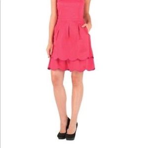 Ted Baker Vekla Strapless Scallop Trim Pink Dress
